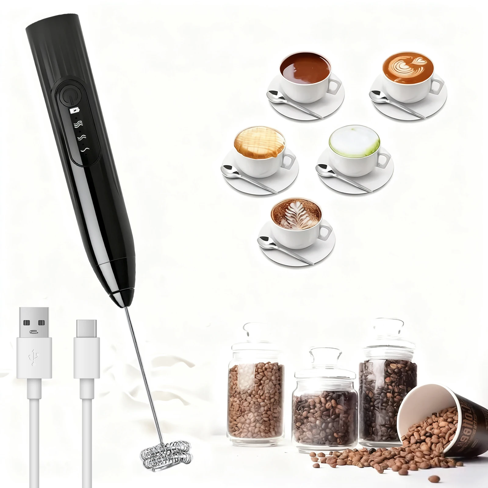 미니 핸드헬드 우유 거품기 충전식 음료 믹서 커피 라떼에 적합한 우유 거품기