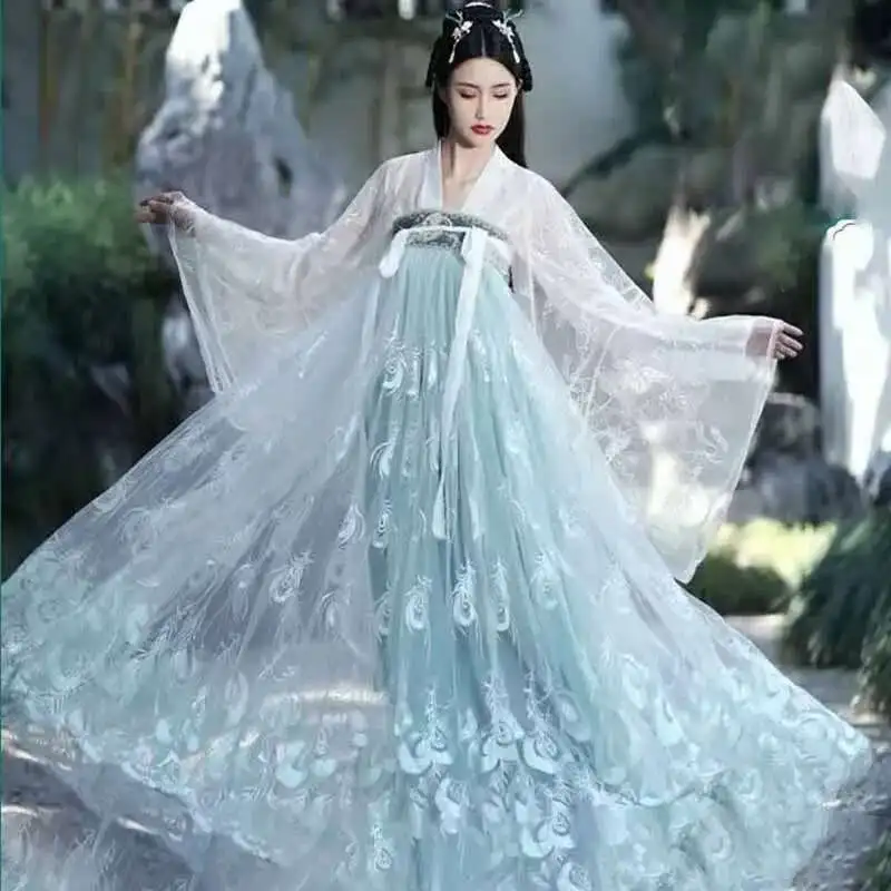 

Large Size 4XL Chinese Hanfu Dress Women Carnival Fairy Cosplay Costume Party Dress Vintage Tang Dynasty Green Hanfu Plus Size