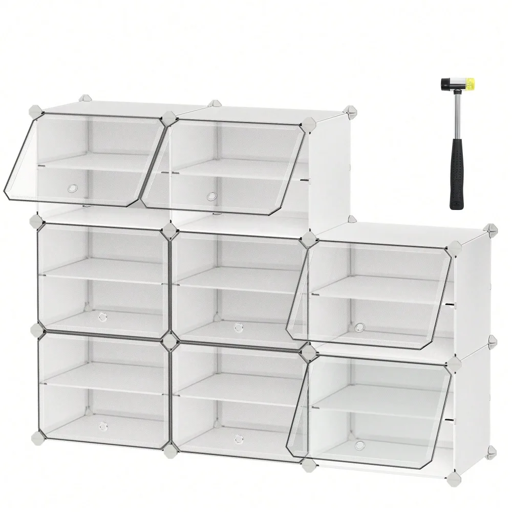 

Shoe Rack Organizer, 8-Tier Shoe Storage Cabinet For Closet And Entryway, Holds 32 Pairs Of Shoes, Adjustable