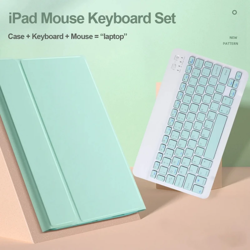 For IPad Square Keyboard Color Wireless Bluetooth Keyboard With Magnetic Leather Case And Mouse For Easy Portability