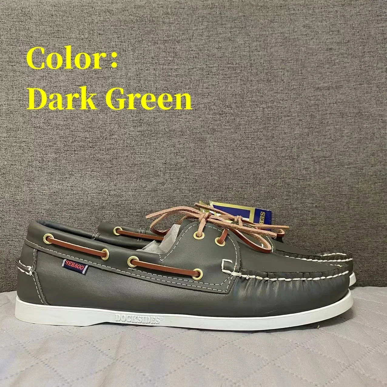 

Men Genuine Leather Docksides Casual Boat Shoes,Brand Designer Flat Loafers For Homme Femme Blue White X03