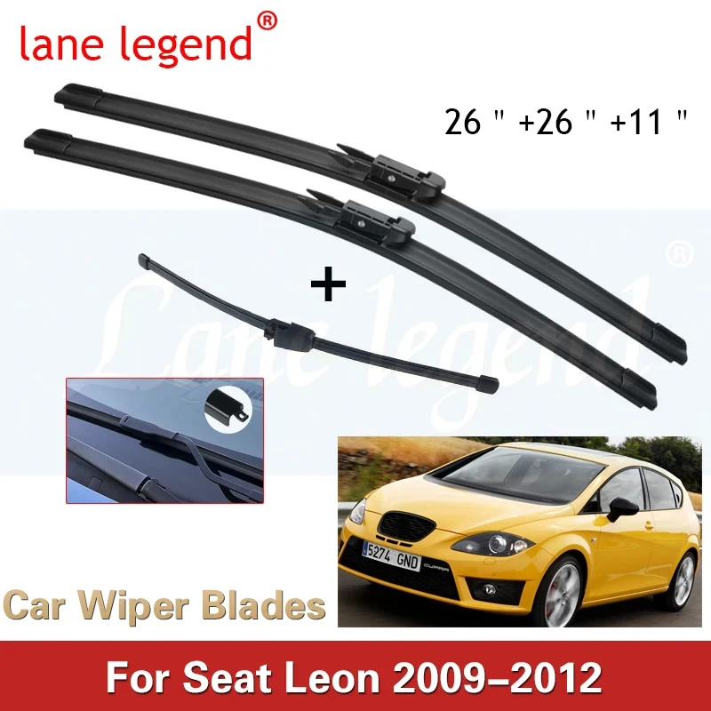 

Car Windshield Windscreen Wiper Blades For SEAT Leon 1P Front Rear Wiper Set 2009 2010 2011 2012 26"+26"+11"