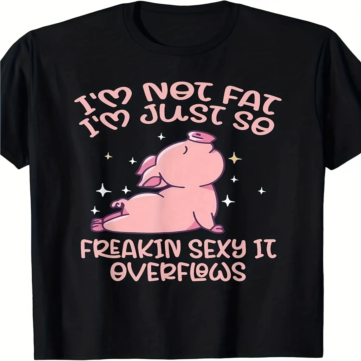 Funny _Not Just Me I'm Super Sexy_ Pig T-Shirt - Vintage Loose Fit Unisex Tee Suitable for Parties Daily Wear, Plus Size Humorous Clothing, Machine Washable Casual Shirt for Men Women with Slog Unisex T Shirt Gift For Her