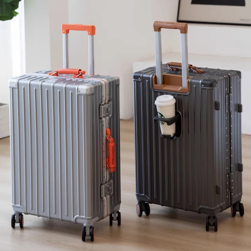 

Многофункциональный чемодан на колесиках с алюминиевой рамой, перезаряжаемый чемодан большой емкости, студенческий ящик для паролей, 20-28 дюймов