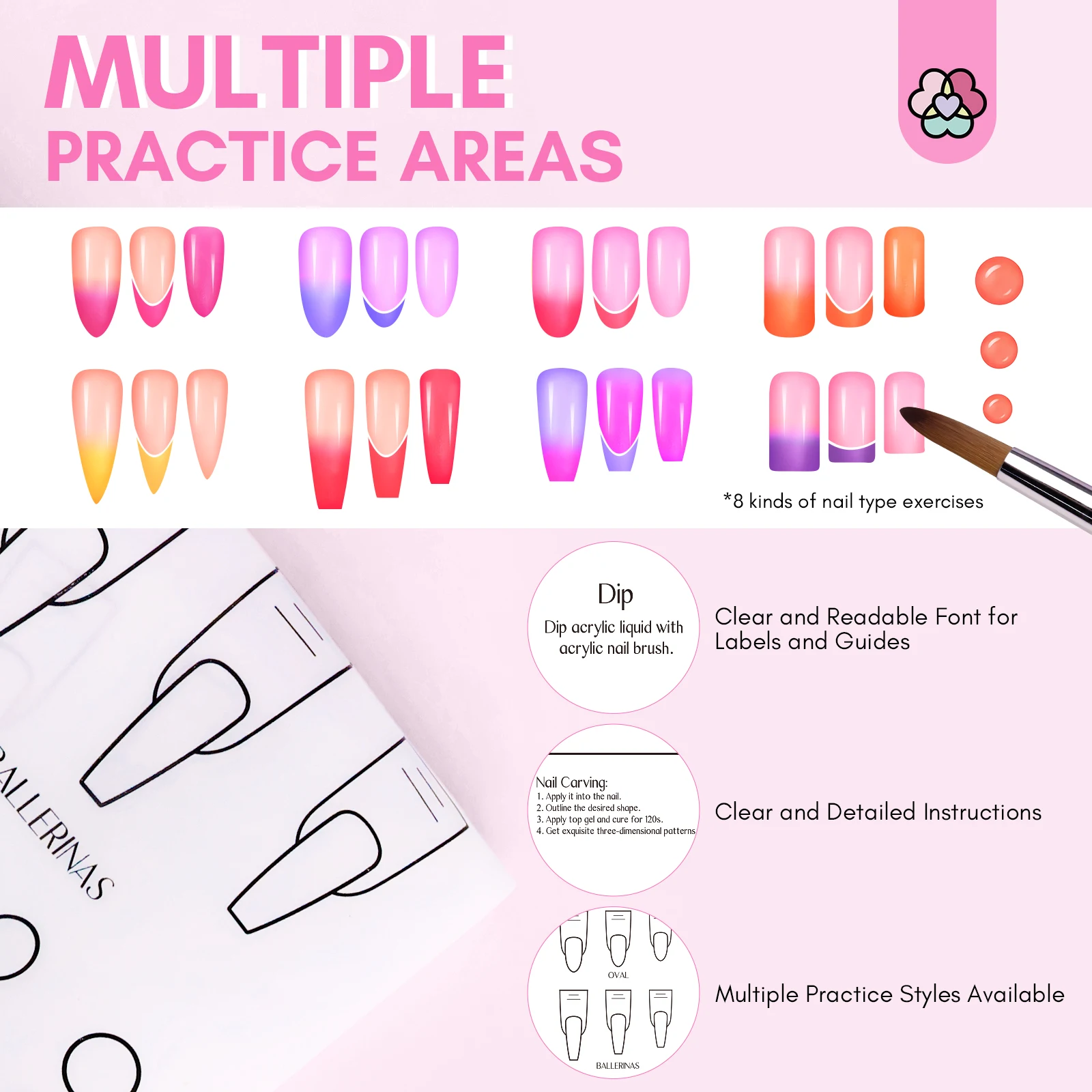 Estera de práctica de uñas de silicona Saviland para principiantes y tecnología de uñas, sistema acrílico de entrenamiento, espacio de trabajo de salón en casa fácil de limpiar