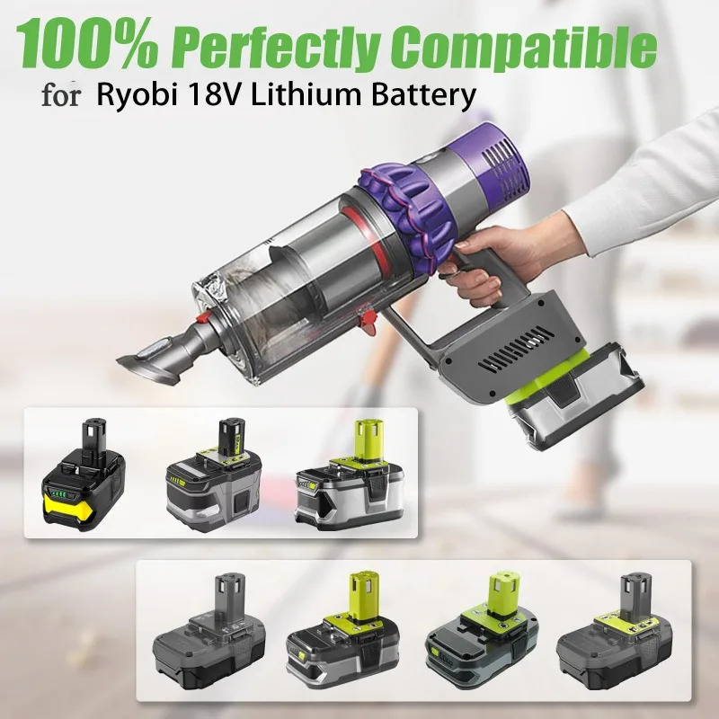 HAKSINKY V10 Adapter RYO18V10 for Ryobi 18V Battery Convert To Work for Dyson V10 SV12 Animal Absolute Handheld Vacuum Cleaner