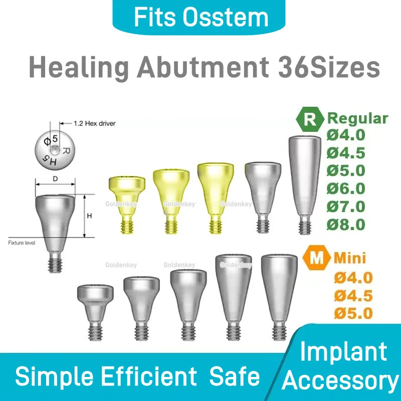 

5Pcs Dental Healing Abutment Cap Accessories Healing Caps Abutment Mini Regular Platform Fit with Oss