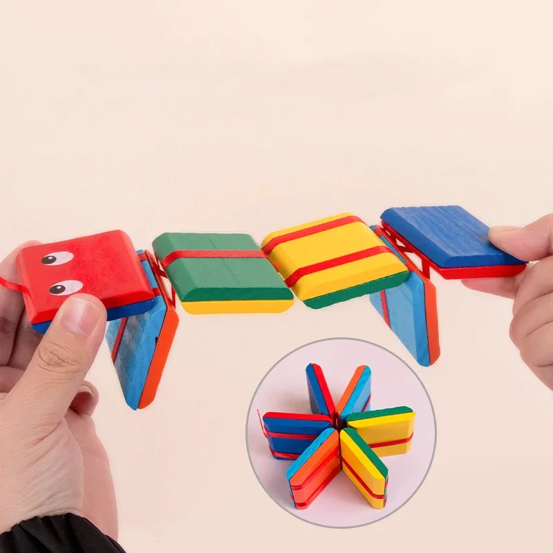 Blocchi di serpente di legno pieghevoli con vibrazione magica infinita Classici giocattoli educativi precoci per bambini nostalgici Giocattoli puzzle per la scuola materna