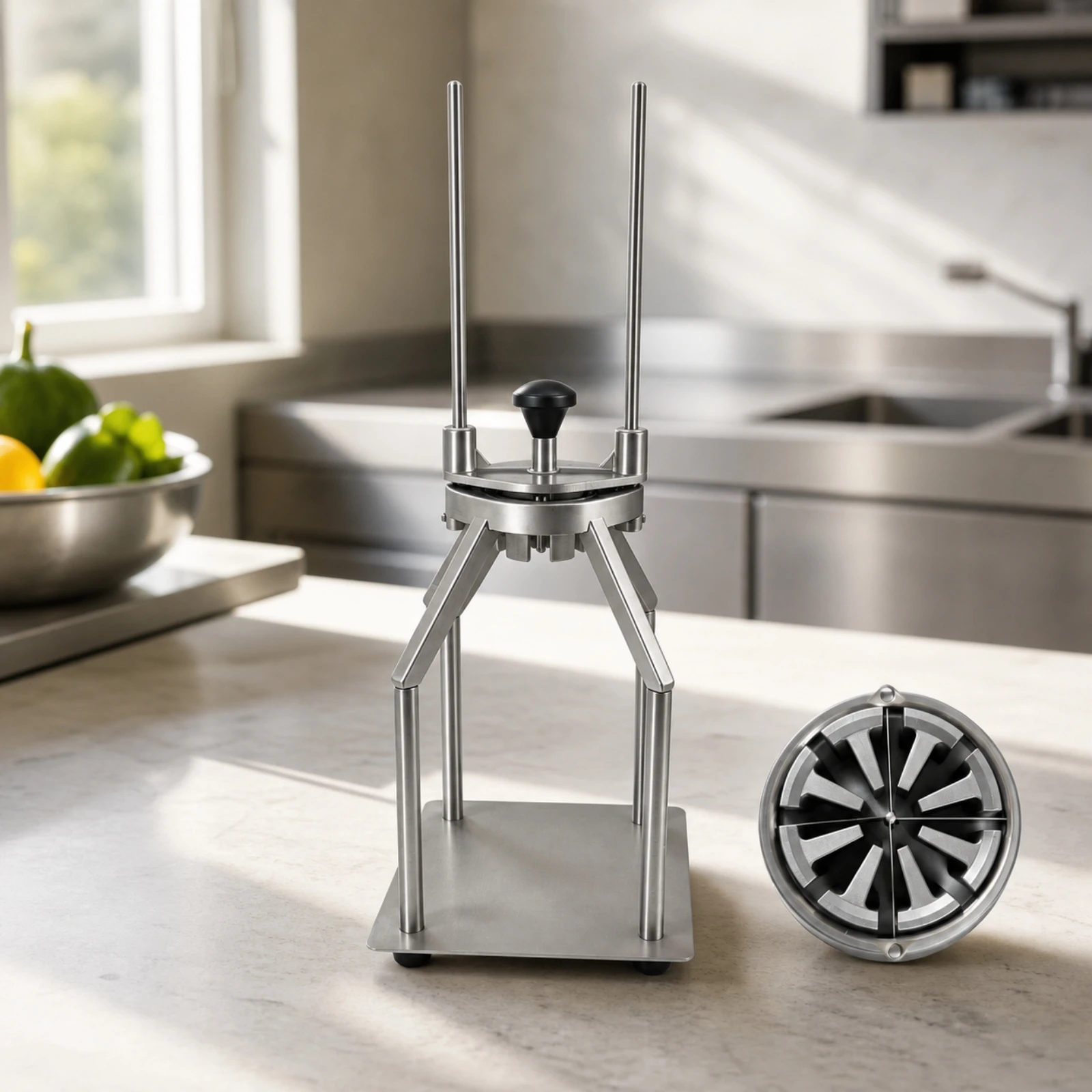 Manual Fruit and Vegetable Wedge Cutter Easy to Clean Produce Cutter with Stainless Steel Blades Hand-Operated Produce Wedger