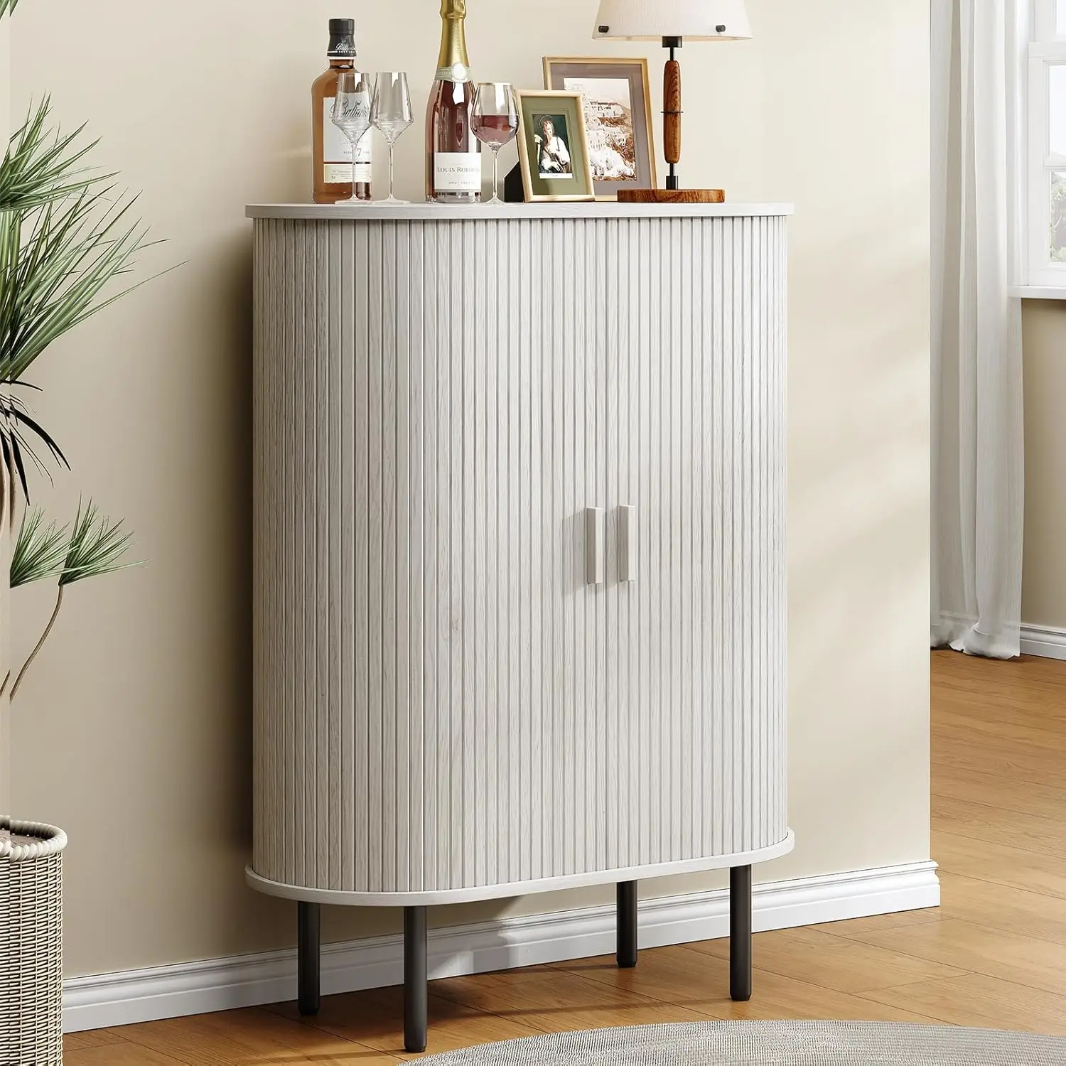 

High Storage Sideboard Buffet Cabinet Sliding Door Adjustable Feet Modern Coffee Bar Console Kitchen Entryway 44in, Customized
