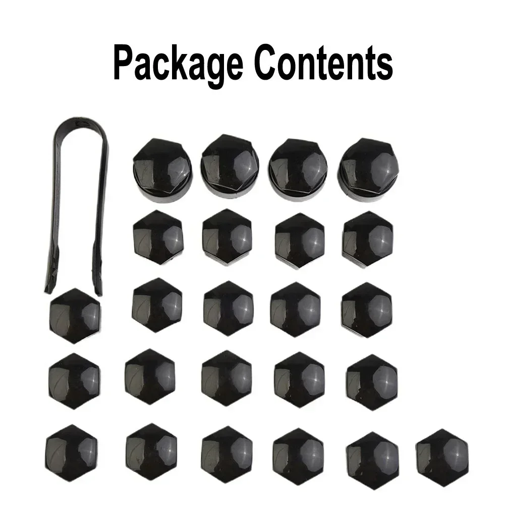 20pcs 17mm Standard Cap + 4pcs 23mm Locking Cap + 1x Removal Tool Black Plastic Wheel Nut Cap 16mmx17mm &17mmx23mm Nuts & Bolts