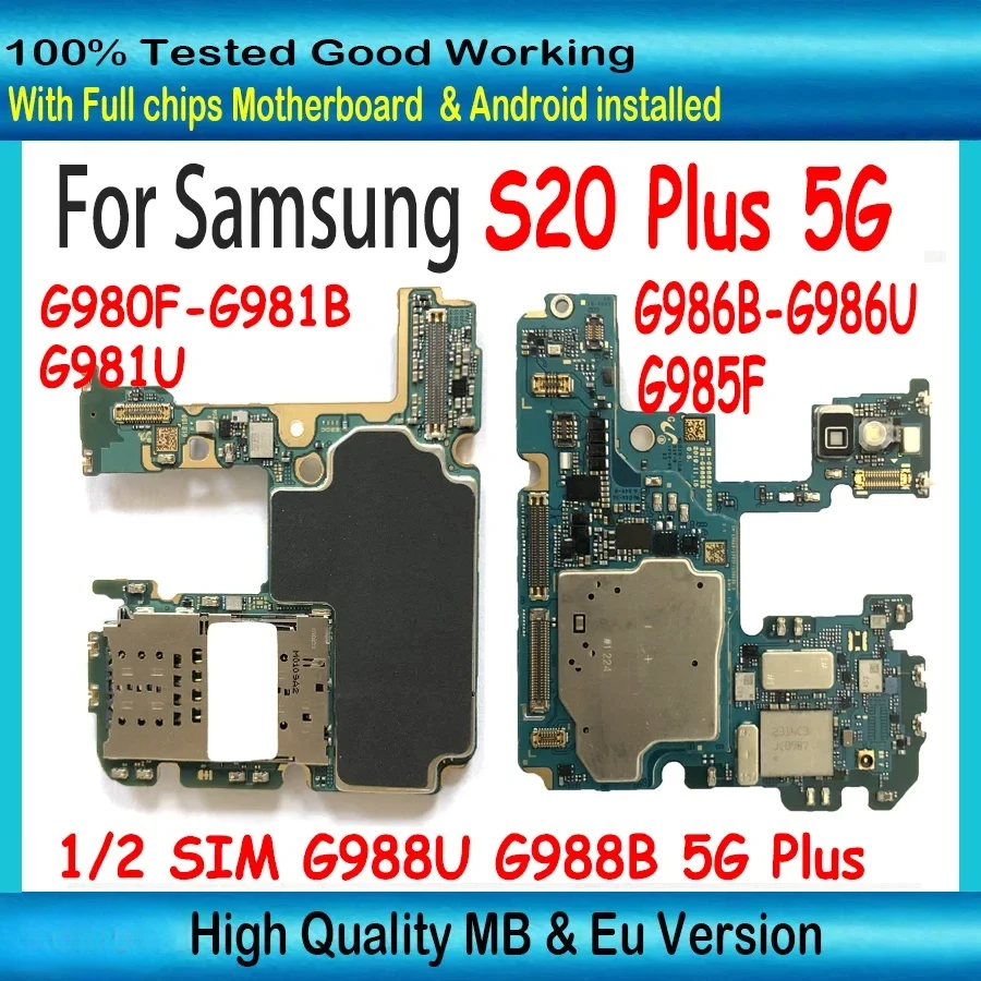 Unlocked For Samsung Galaxy S20 Ultra Plus 5G G988B G988U S20 G980F G981U G981B S20 Plus G985F G986B G986U Motherboard