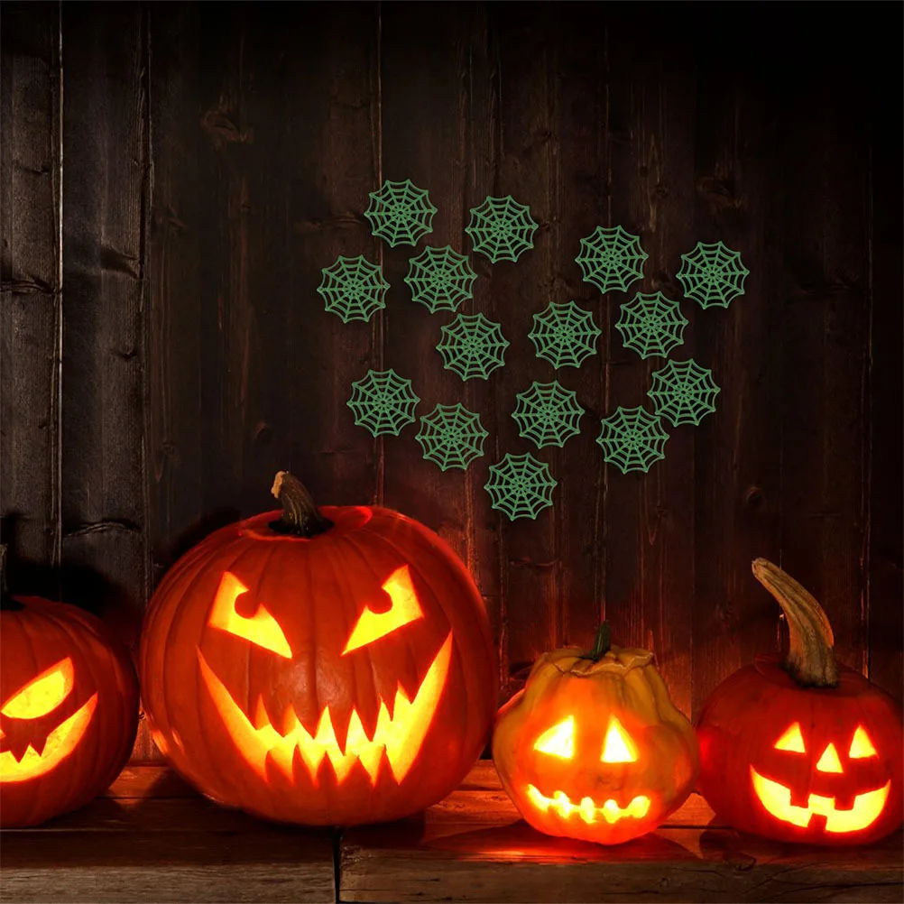 

200Pcs Halloween Spider Web Decorations Glow in The Dark Plastic Cobwebs Scary Party Photo Backdrops Reusable Glow Spiderweb