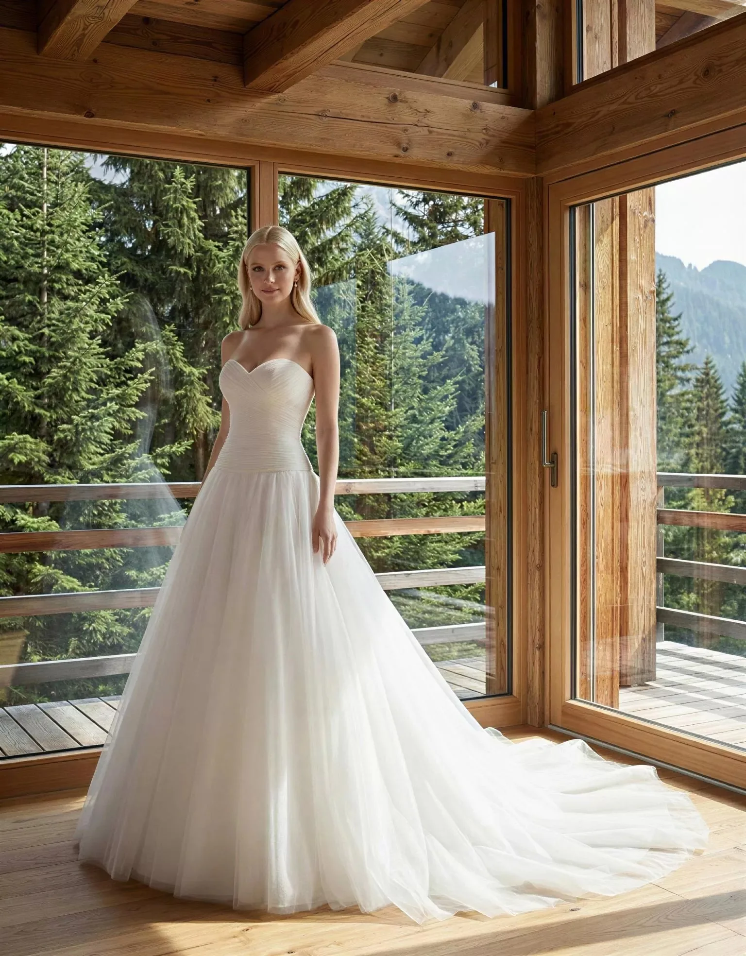 Custom Strapless Wedding Dress Pleat Lace-Up Korean Style Satin Tulle Long Bridal Gown for Wedding Photography Formal Party