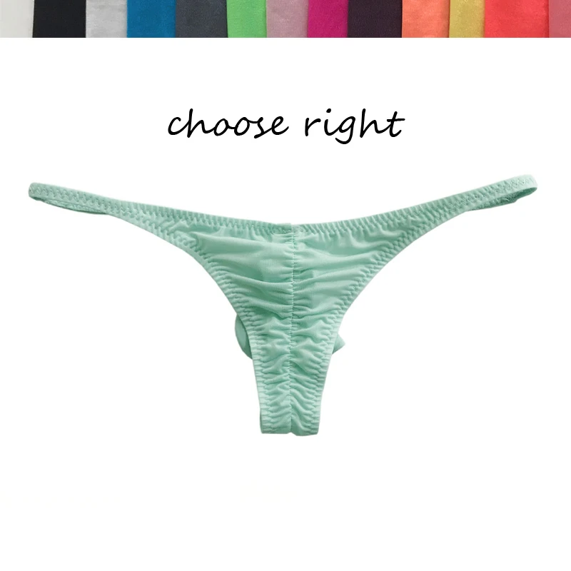 Soft Silk Men Low Waist Bikini Briefs Solid Color Half Back Design Support Pouch Cool Lightweight Male Daily Underwear