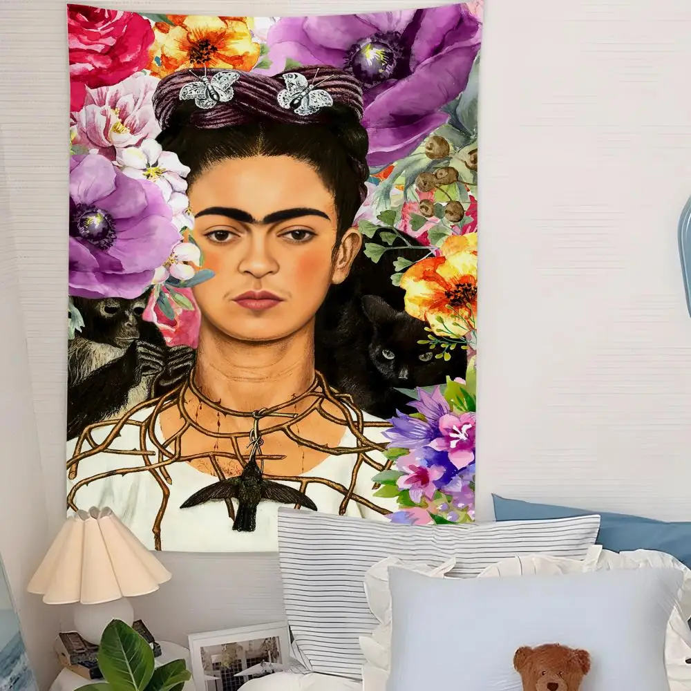 F-Frida K-Kahlo Art Tapestry Microfiber Background Art Decor For Bedroom Living Room Bar Garden Outdoor Festival Wall Decor