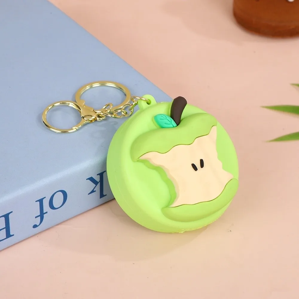 Durable Silicone Coin Purse Cartoon Fruit Shape Pendant Coin Wallet Zipper Closure Keychain Pouch Portable Storage