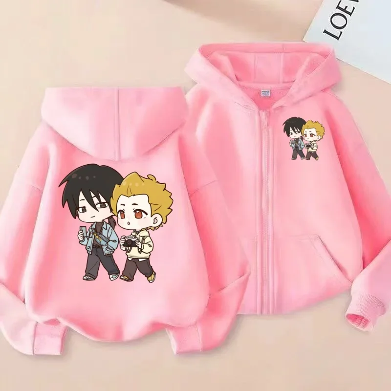الأطفال سستة سترة الشارع نمط Q نسخة أنيمي مزدوجة مطبوعة هوديي قمة الموضة العصرية #5