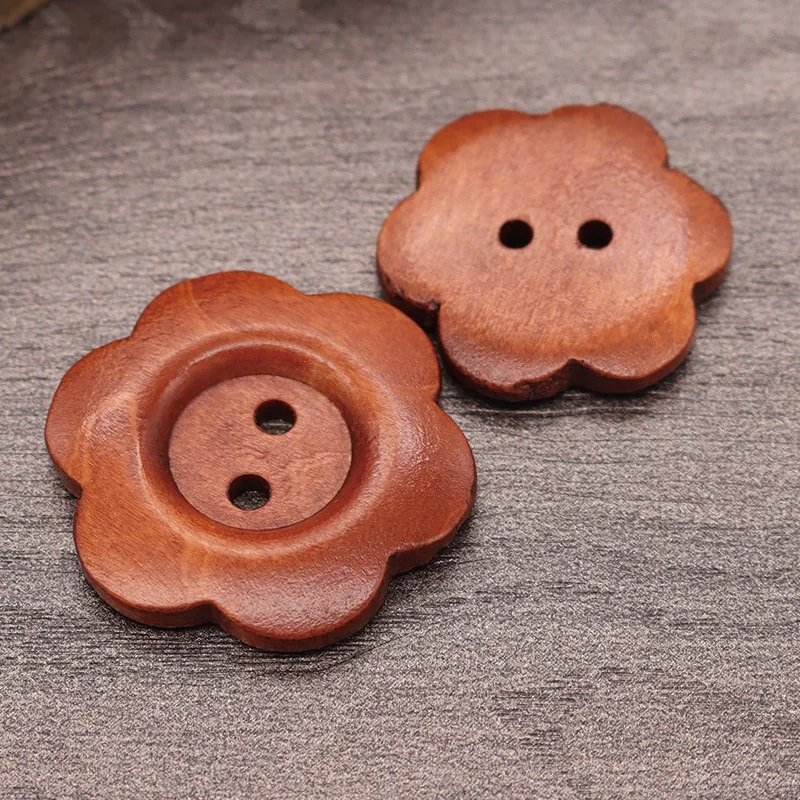 50Pcs DIY Wood Buttons Sewing Accessories Handmade Wood Crafts Clothing Sweater Decoration 2 Holes Wooden Vintage Button