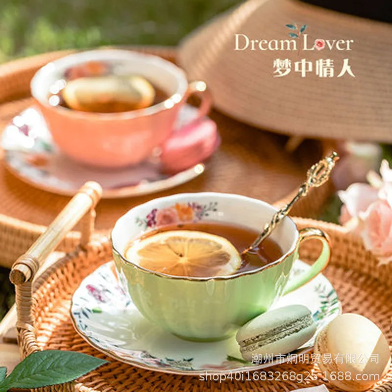 HT ceramic coffee cup set high value couple pair  water cup bone china tea  small luxury