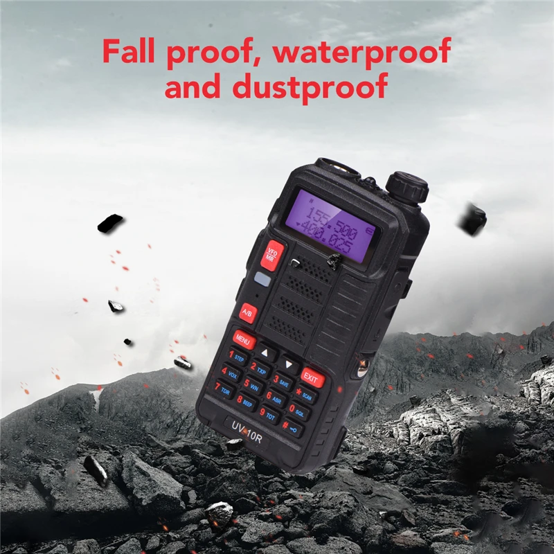 

Baofeng UV 10R Tri Power Ham Radio 128CH VHF UHF Long Range LED Flashlight VOX CTCSS DCS USB Programmable Waterproof Dustproof