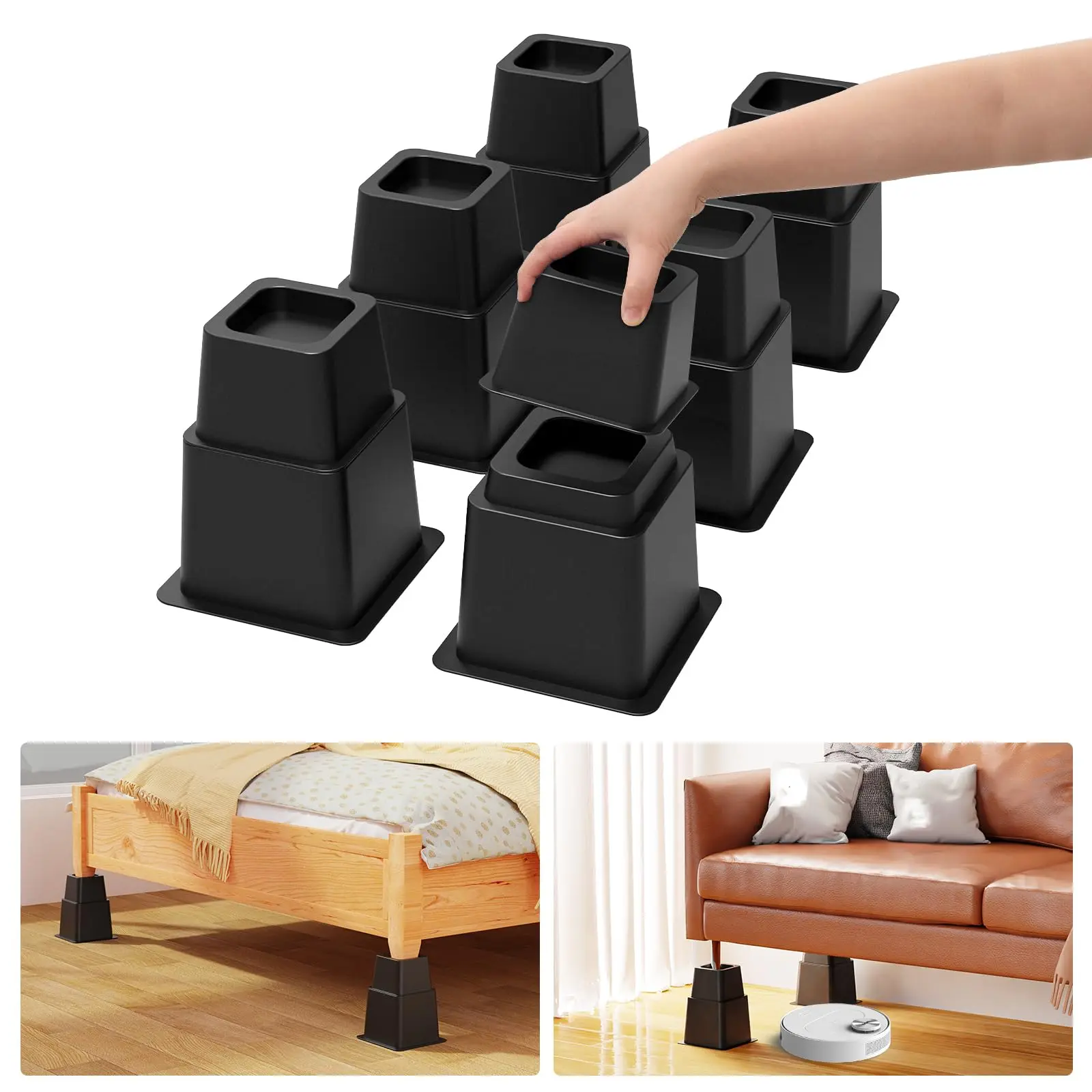 Bed Risers Heavy Duty, Adjustable Furniture Risers for Bed, Sofa, Table, Chair