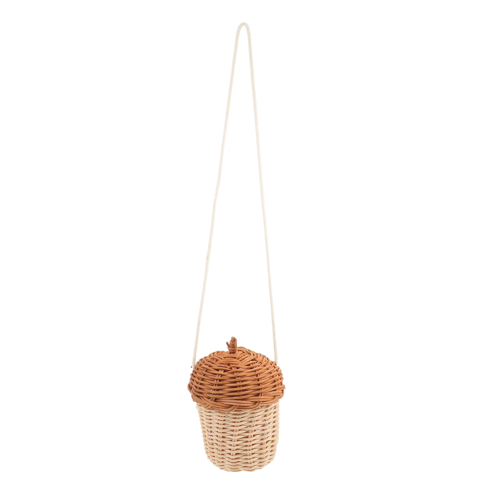 

Lightweight Pine Cone Shape Rattan Woven Bag Small Portable Crossbody Storage Bag Photography Prop Rattan Woven Basket