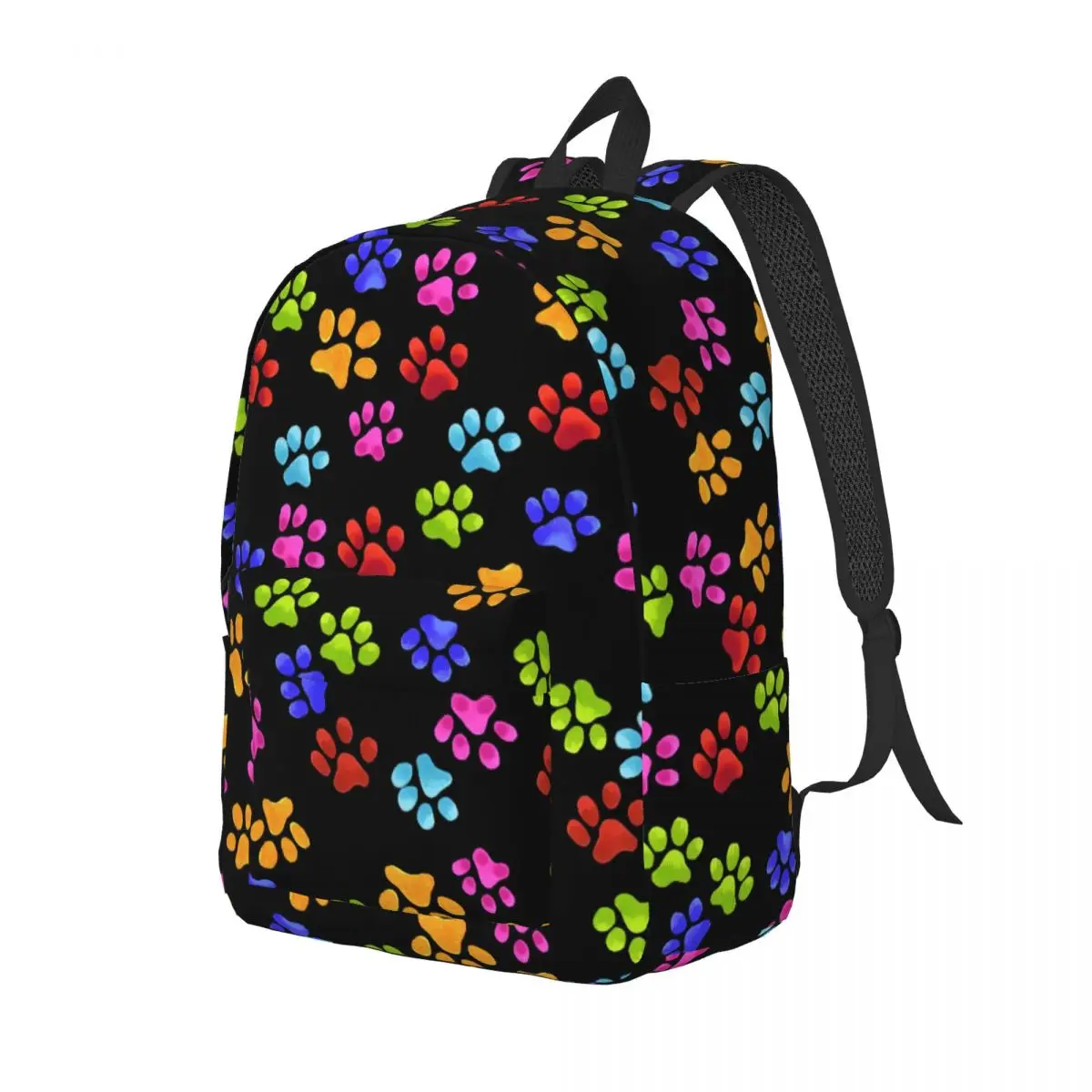 Paw Rainbow Backpack Middle High College School Student Dog Cat Bookbag Men Women Canvas Daypack Outdoor