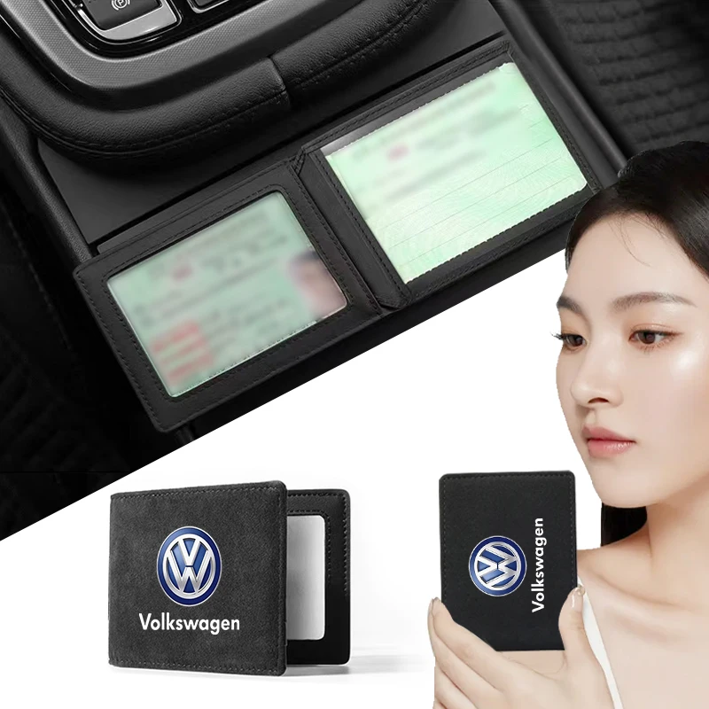 Car Driver License Cover Suede Anti-Fur Car Driving Documents Case Credit Card Holder For Volkswagen Touran CC Golf 4 5 6 7 Polo