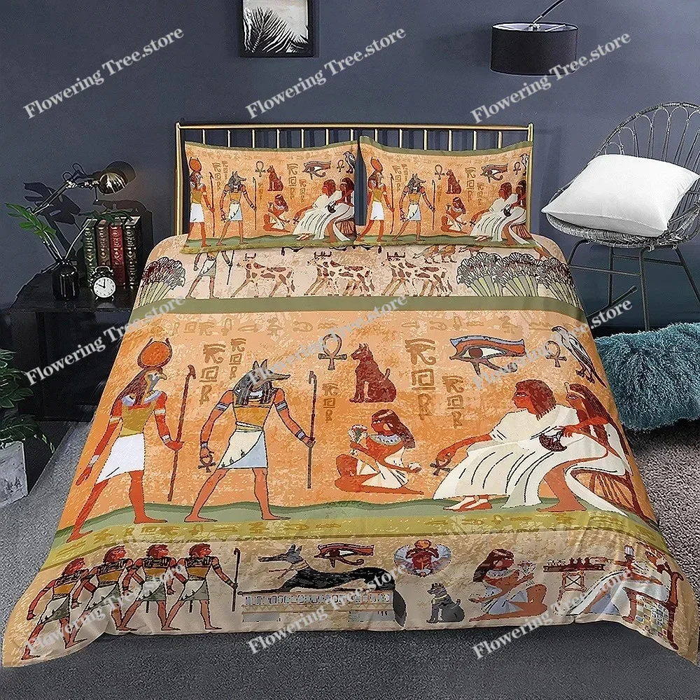 Ancient Egypt Africa Style Pattern Quilt Covers Comforter Bedding Sets for Home Bedroom Duvet Cover Bed Decor US King Queen Size