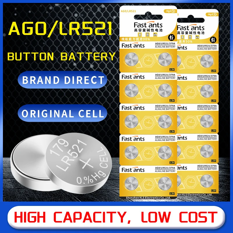 LR521 LR63 AG0 379A 179 SR521SW 1.5V Alkaline Coin Battery High Capacity for Watch Clock Calculator Toys LED Light