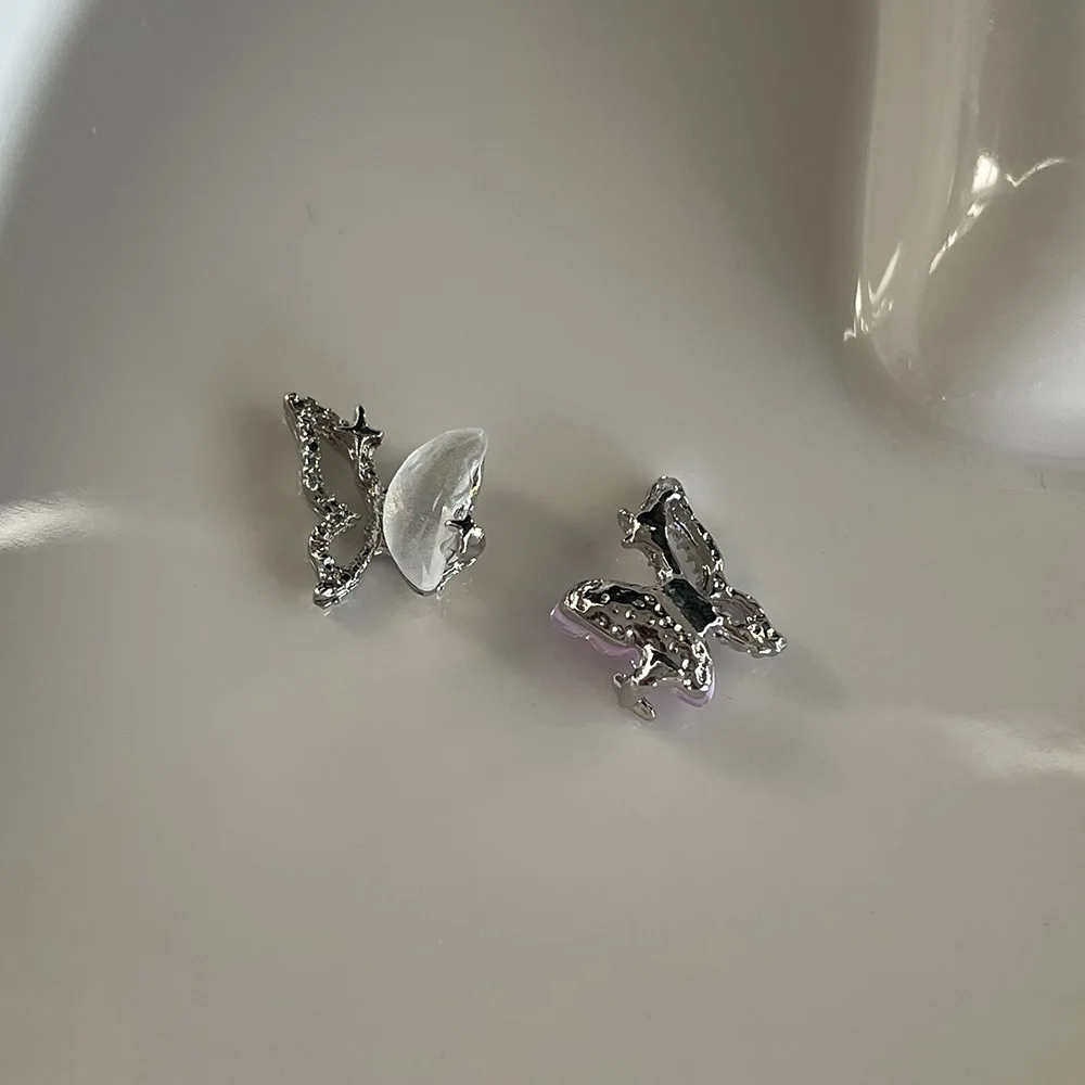 Nicchia Farfalla Mezzo cavo Mezza fata Ciondoli con diamanti Lampeggiante Aurora Scintillante Farfalla Gioielli Accessori per unghie treD 404s