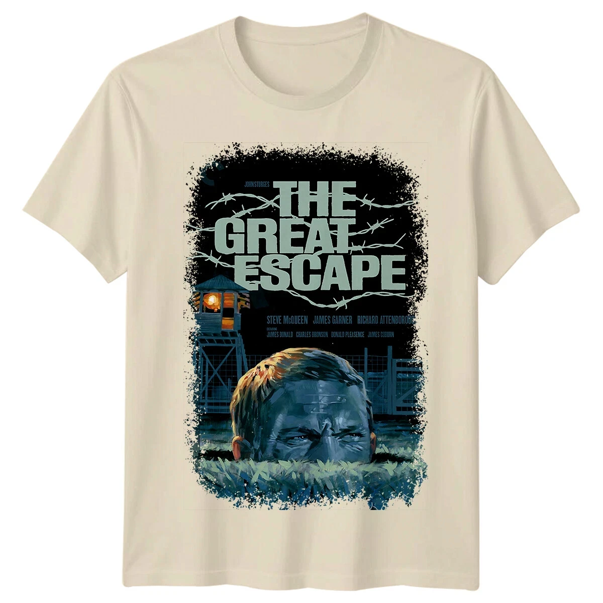 The Great Escape T-Shirt Men Summer Classic War Prison Escape Movie Retro Graphic Short Sleeve Streetwear Fan Tee