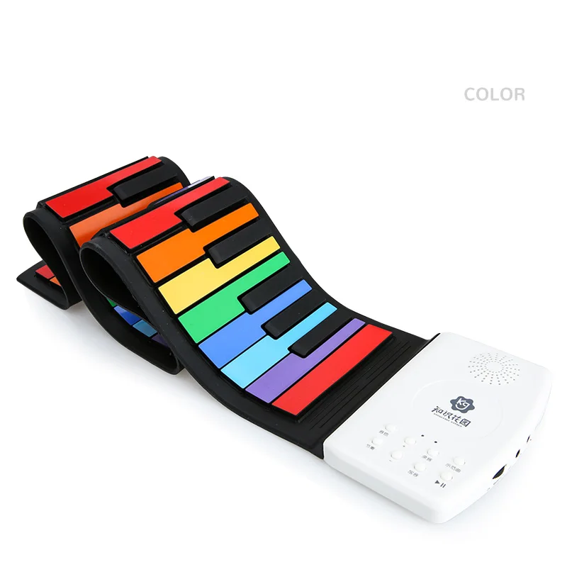 

Roll Up Piano 47 Keys Silicone Portable Foldable Colorful Soft Keyboard Electronic Piano Rainbow Key Rechargeable