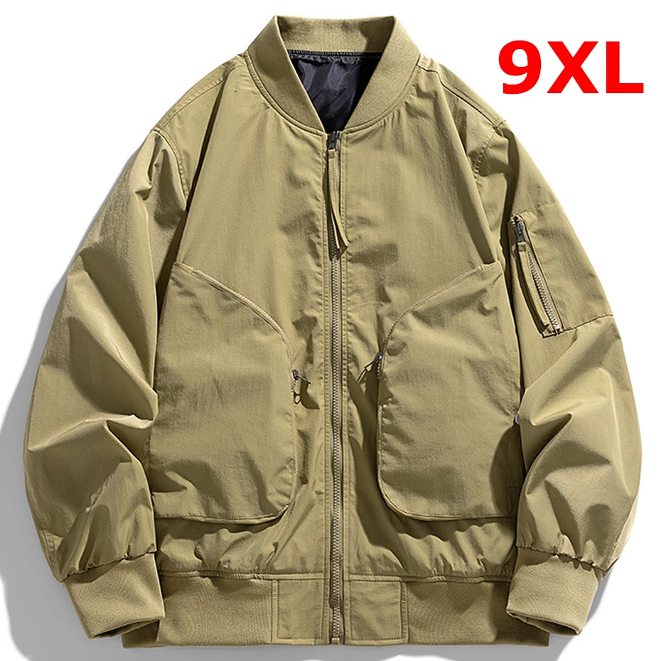 Baseball Jacket Men Spring Autumn Bomber Jackets Cargo Coat Fashion Casual Loose Jackets Male Outerwear Black