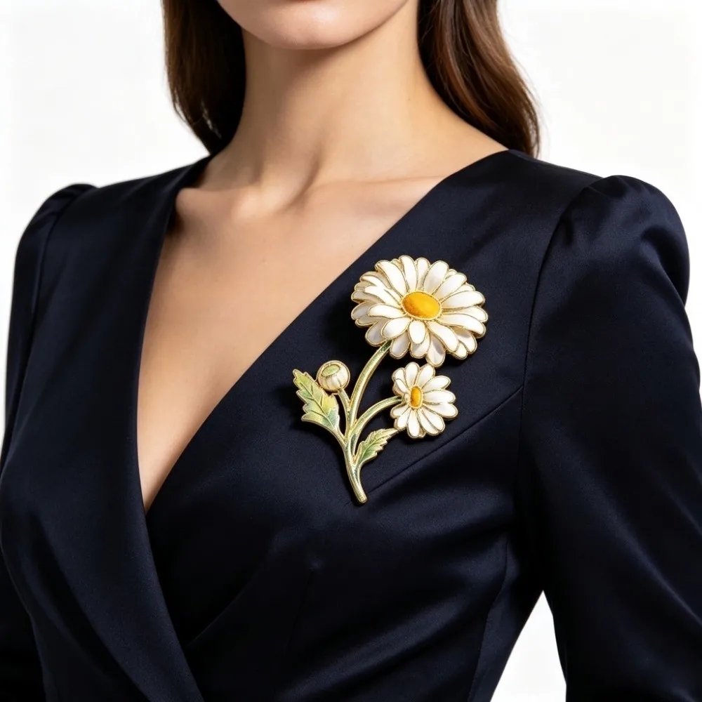 Assorted Colors Flower Brooches Enamel Material Botanical Design Lapel Brooches 12 Piece Set Metal Pin Back Fashion Brooch Pins