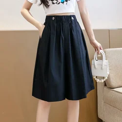Bermuda Half Skirt Pants Short Woman Knee Length Shorts for Women Mid Culotte Elegant Hot Elasticty Fashion Clothing 2025 Cheap