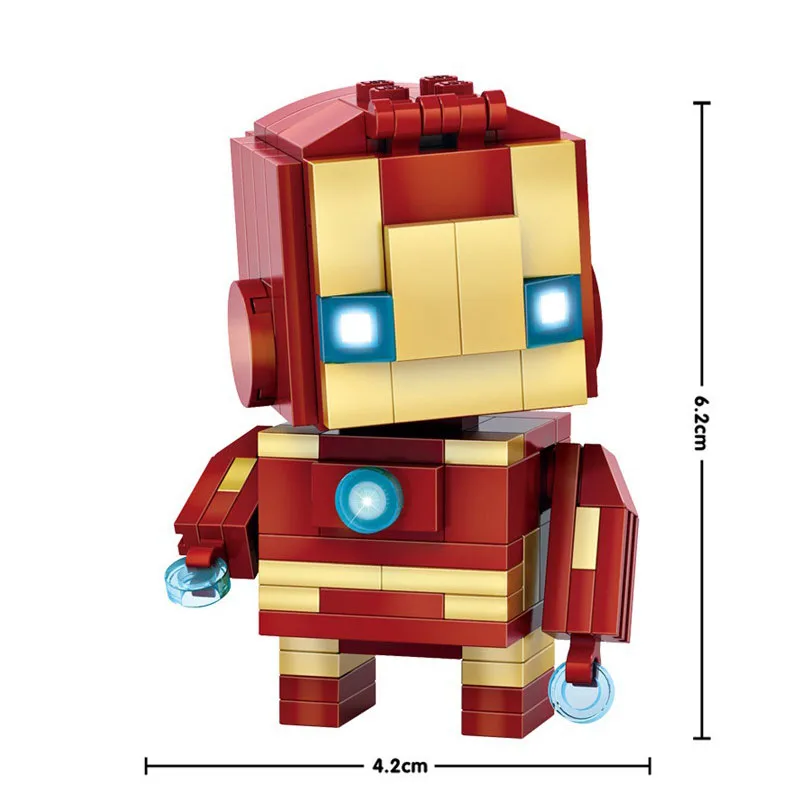 Superhero Square Head Building Blocks Action Anime Figure Groot Spider Man Image Dolls Puzzle Assembly Toy Bricks Children Toys