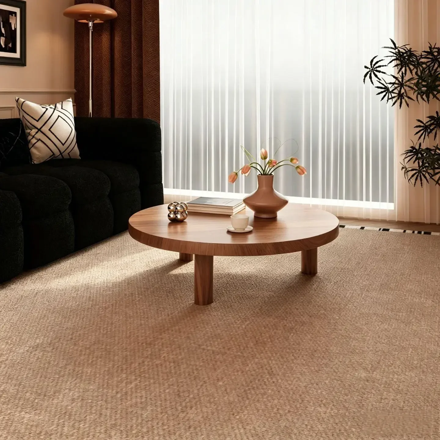 Nordic style all solid wood round explosion log style home living room bedroom room simple Japanese short coffee table
