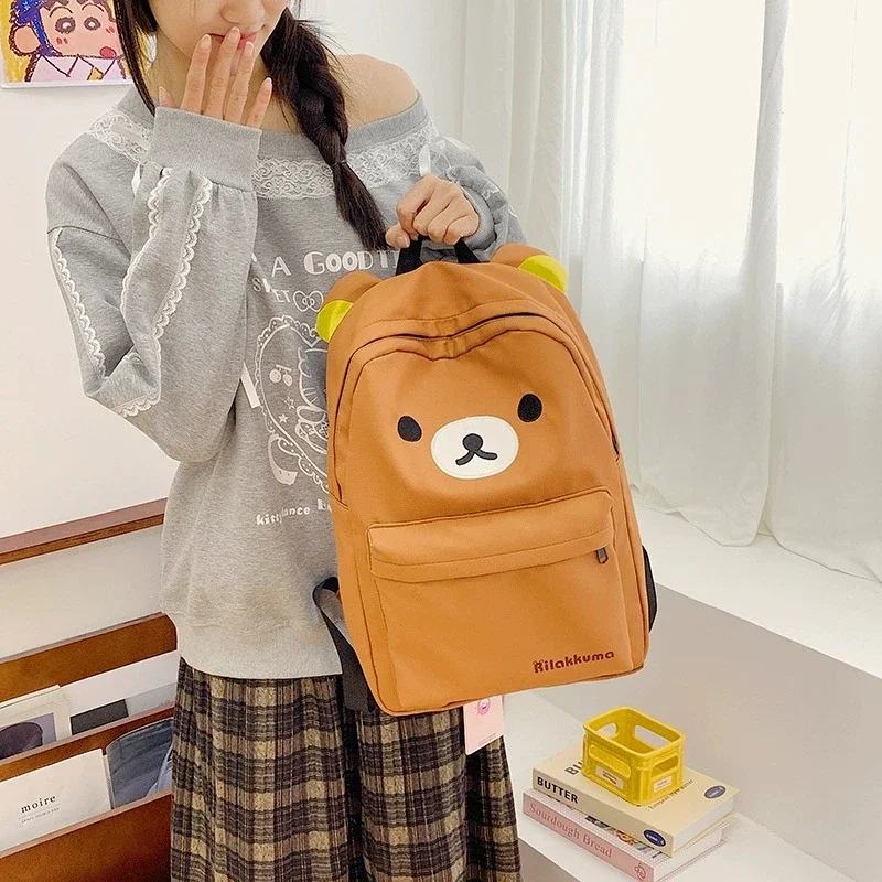 Miniso Large Capacity Cute Bear Cartoon Backpack for Students Leisure Travel Bag Girls Holiday Gift - Storage Bags Home & Garden