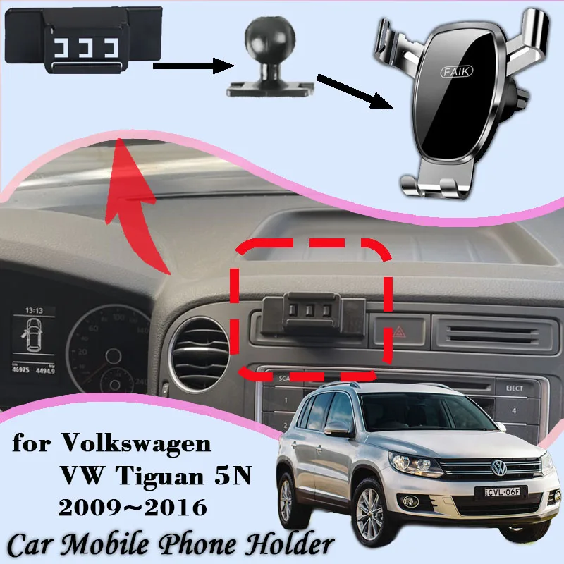 Soporte de teléfono móvil para coche, accesorio de montaje especial para Volkswagen VW Tiguan 5N, 2009 ~ 2016, rotación de 360 grados, GPS