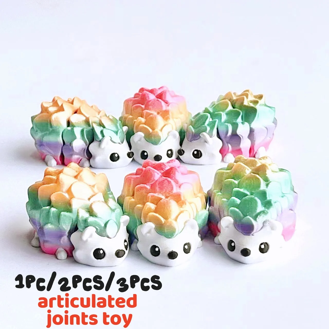 1/2/3 Pieces - 3D Printed Articulated Rainbow Hedgehog Figurines, Indoor and Outdoor Desktop Decorations, Wedding, Birthday, Christmas, New Year Gifts, Party Favor Fillers