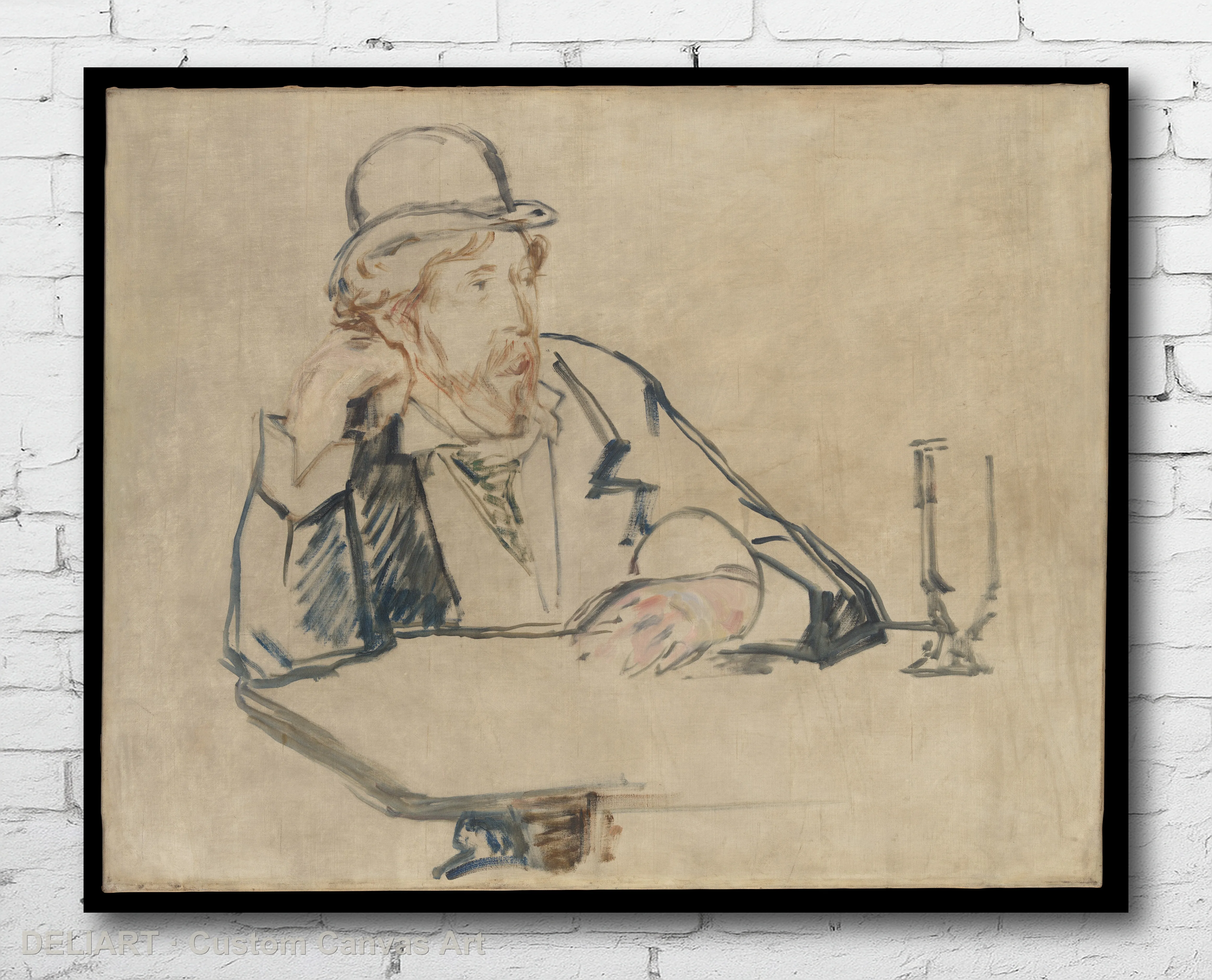 George Moore (1852–1933) at the Café by Edouard Manet, 1852 - Impressionist Fine Art Canvas Wall Art Poster Print Decor