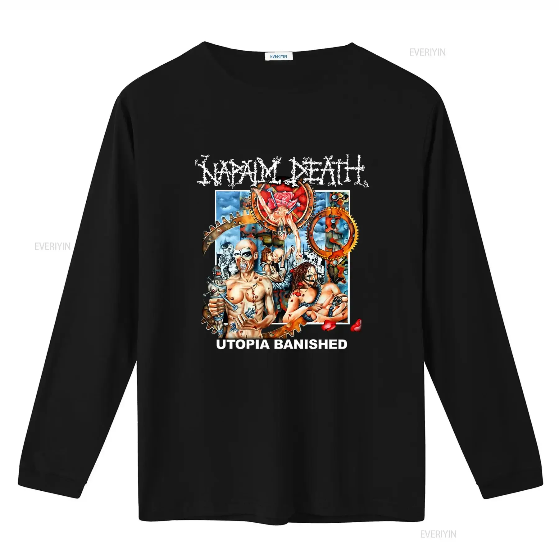 2 Sided Napalm Death Utopia Banished T Shirt Punk Rock Art Print vintage Washed Casual Stylish Top For Everyday Wear fashion