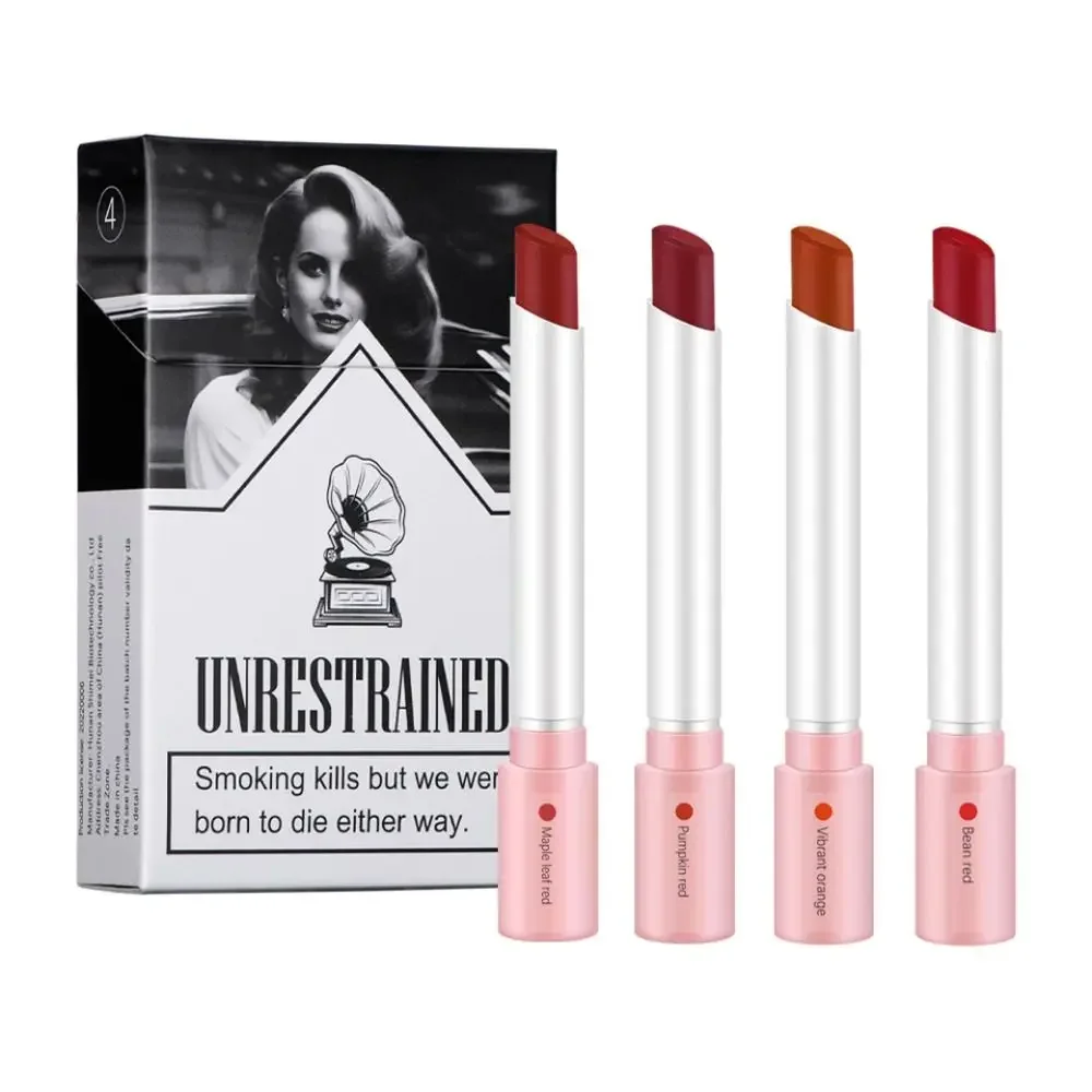 Lana Del Rey Glossy Matte Lip Tint Set, batom tubo duradouro de 24 horas, mulheres, 4 cores