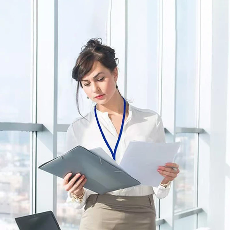 10/50Sets Transparent Card Holder Metal Clip Rope Work Vertical Style Holder High-quality ID Card Holder Badge Sealed Waterproof