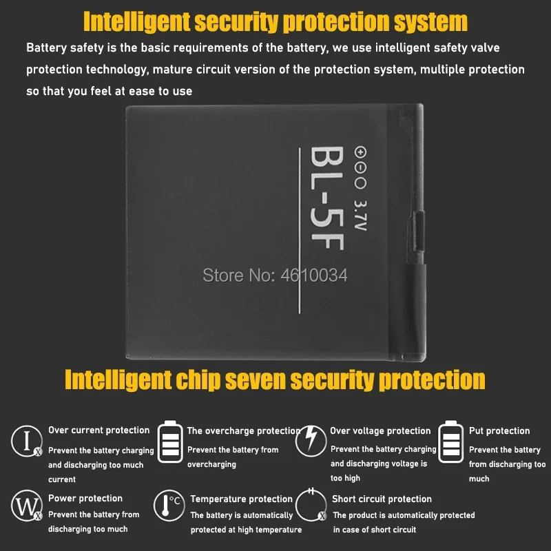 950mAh BL 5F BL-5F بطارية لنوكيا N95 N96 N98 N99 N72 N78 N93i 6290 E65 6290 6210S/N 6710N N95 C5-01 E65 X5 بطارية BL5F