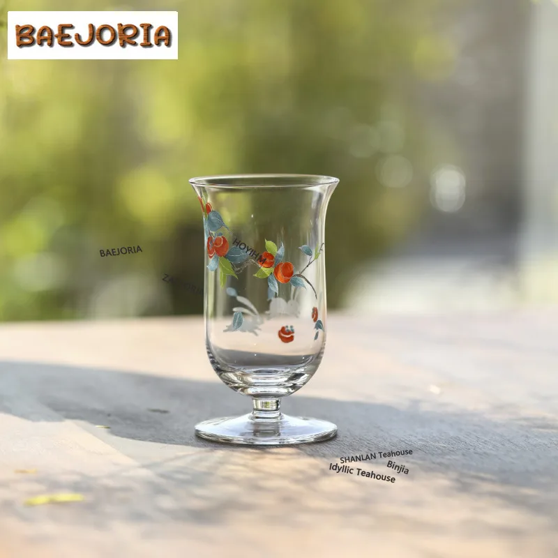 BAEJORIA 200ml Persimmon Ruyi Thickened Heat-resistant Glass Teacup Traditional Tea Bowl Mug Fragrance Cup Jianzhan Master Cups