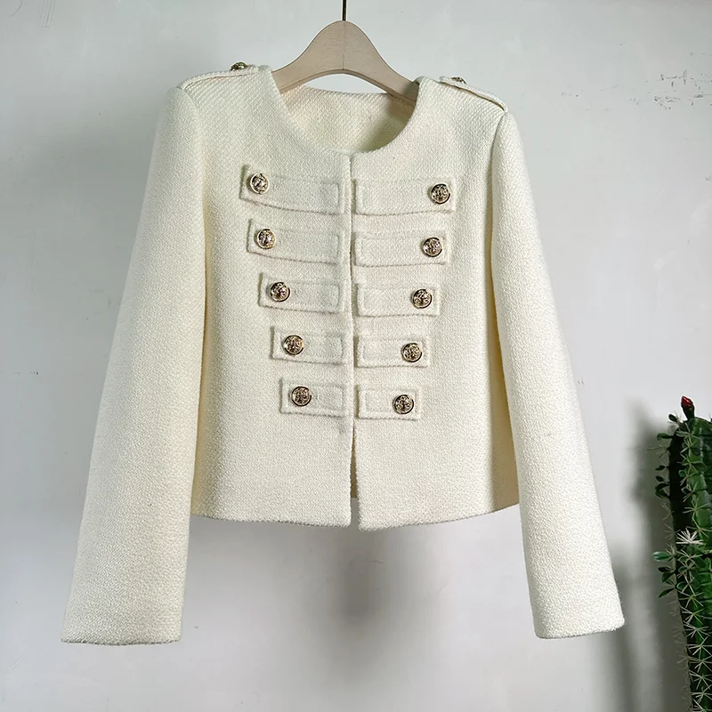 Cardigan court vintage à manches longues pour femme, manteau en laine parfumée, petit manteau de gril, blanc, automne, hiver, haute qualité, nouveau