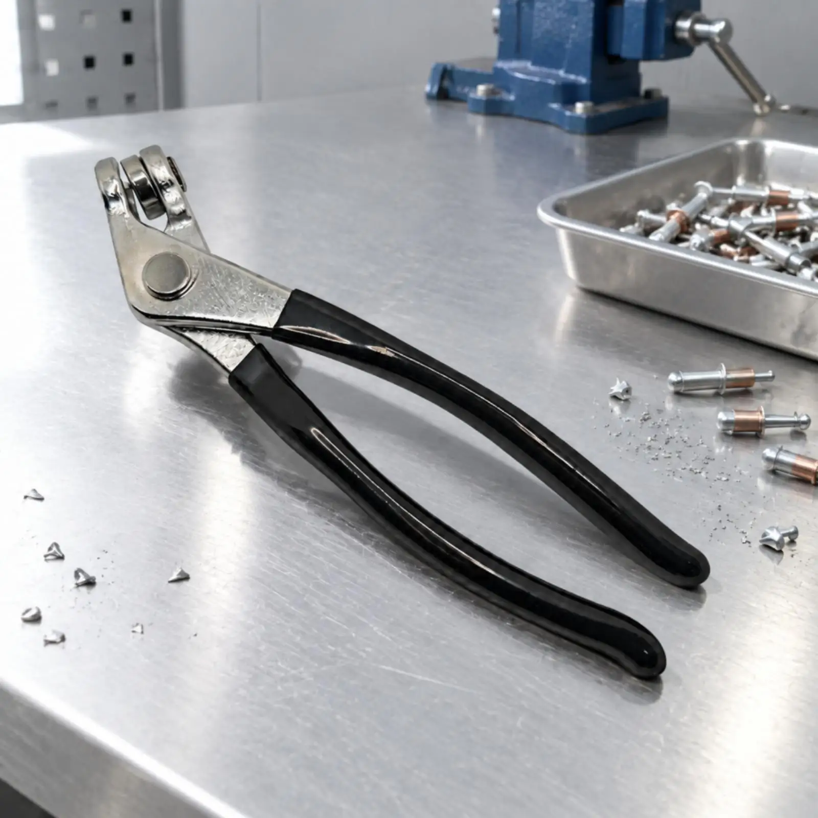 Straight Jaw Locating Pin Pliers for Confined Workspace Fastener Handling Aerospace Maintenance Tool